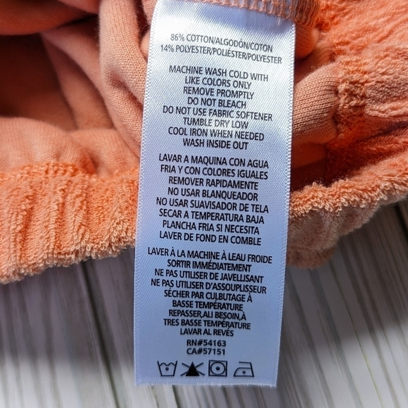 Calvin Klein Jeans Banded Hem Terry Crop Top Sweater in Coral Size Large NWT - Picture 8 of 8